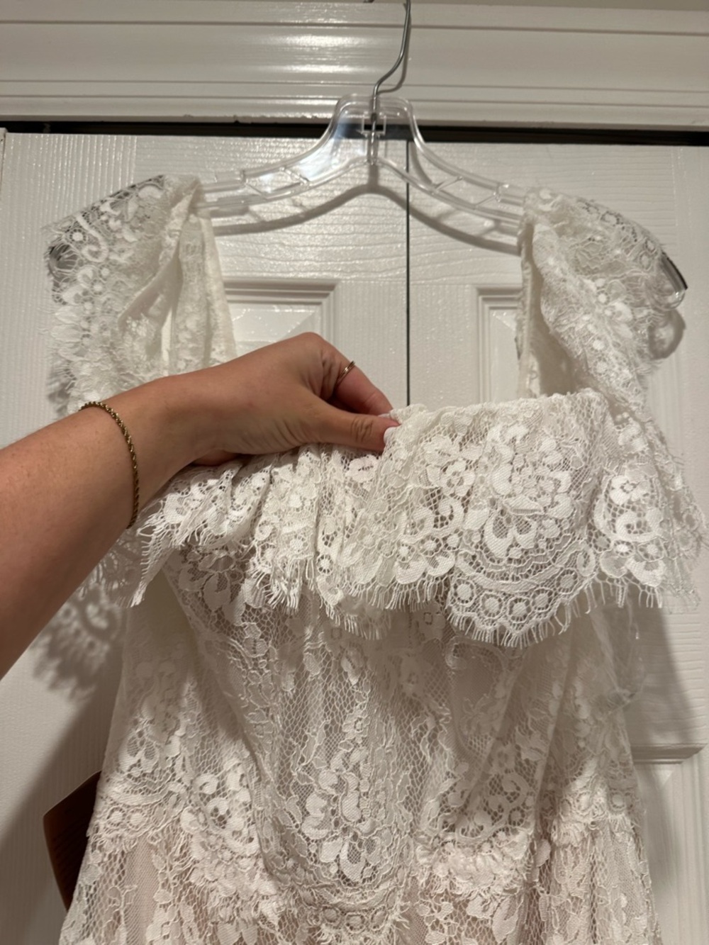 RISH Lauren Square-Neck A-Line Tiered Lace Wedding Gown - Picture 4 of 11